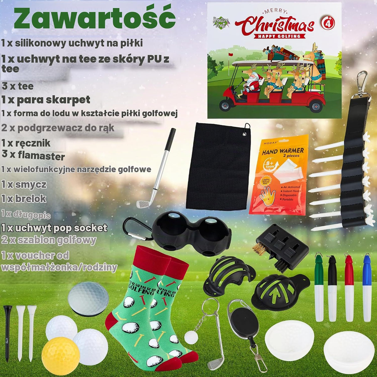 KreativeKraft Kalendarz adwentowy golfowy – 24 prezenty dla golfisty