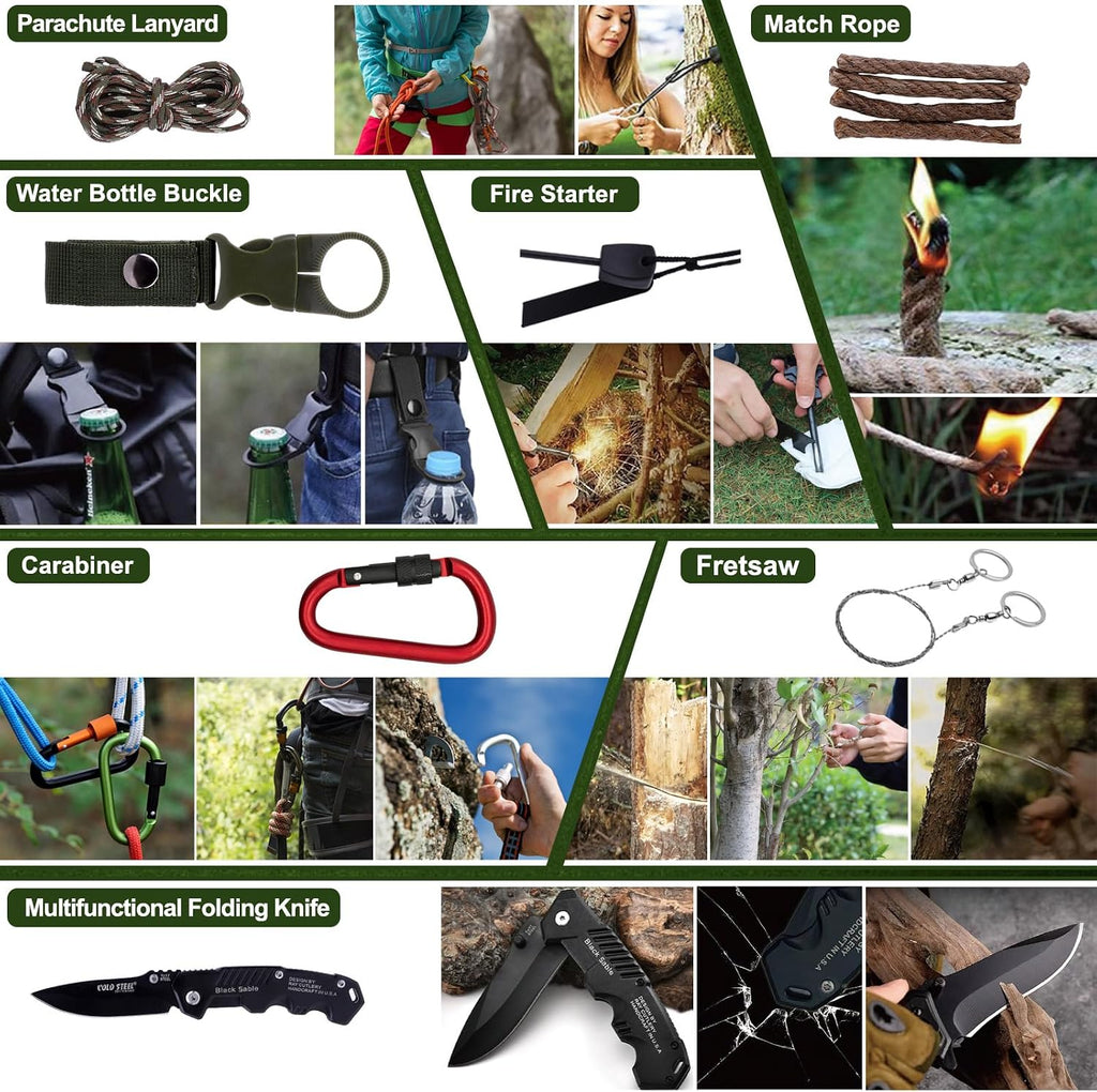 Uiseba Zestaw survivalowy dla mężczyzn kalendarz adwentowy 24-dniowe odliczanie z wysokiej jakośc