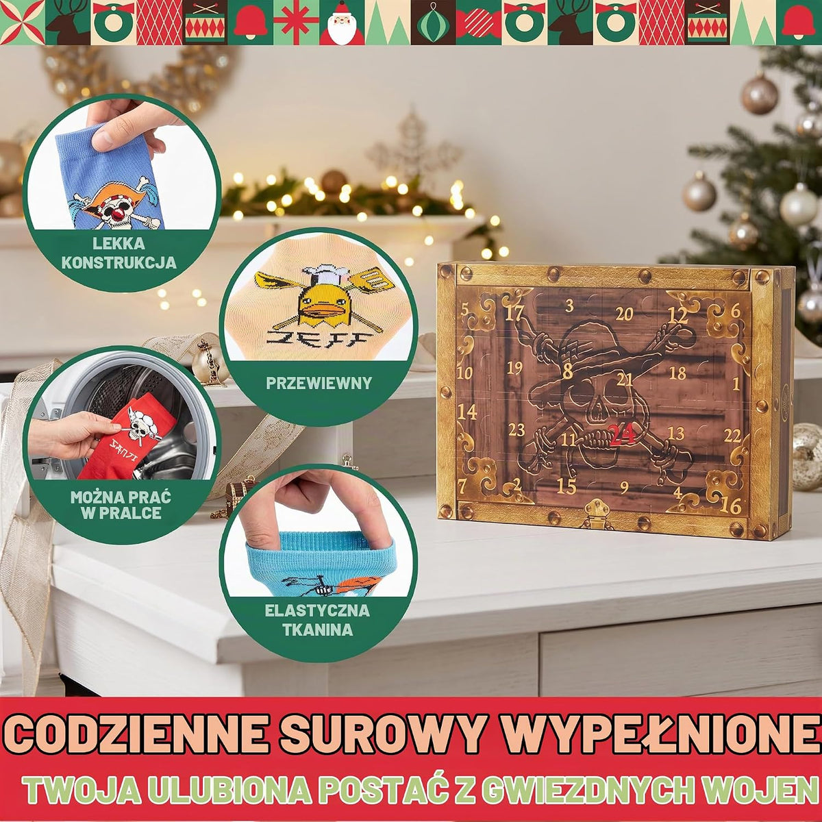Get Trend Get Trend Jednoczęściowe skarpetki anime kalendarz adwentowy 2026 dla