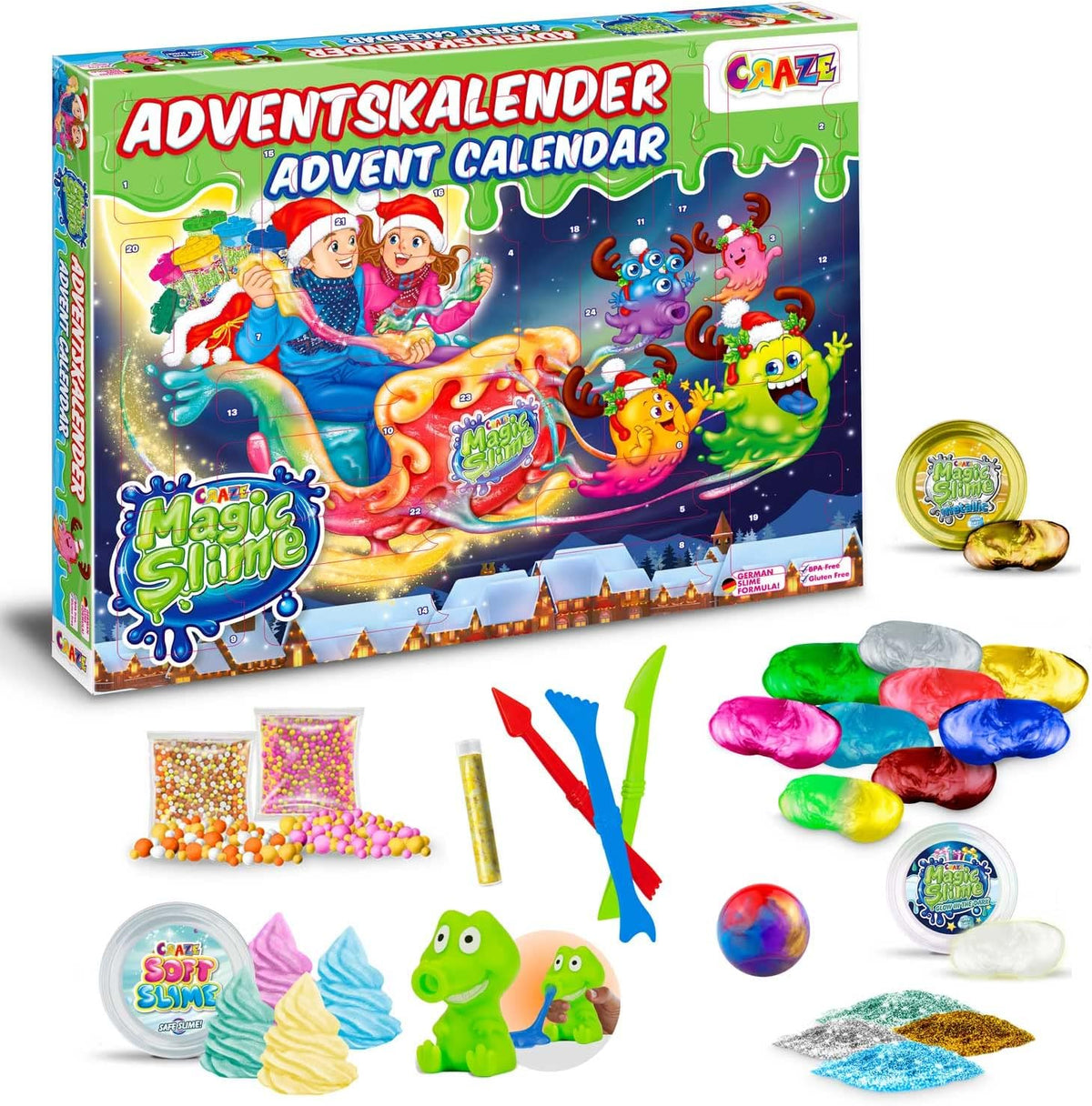 CRAZE CRAZE MAGIC SLIME Kalendarz adwentowy 2025 dla dzieci – kalendarz bożonarodzeniowy ze śluz