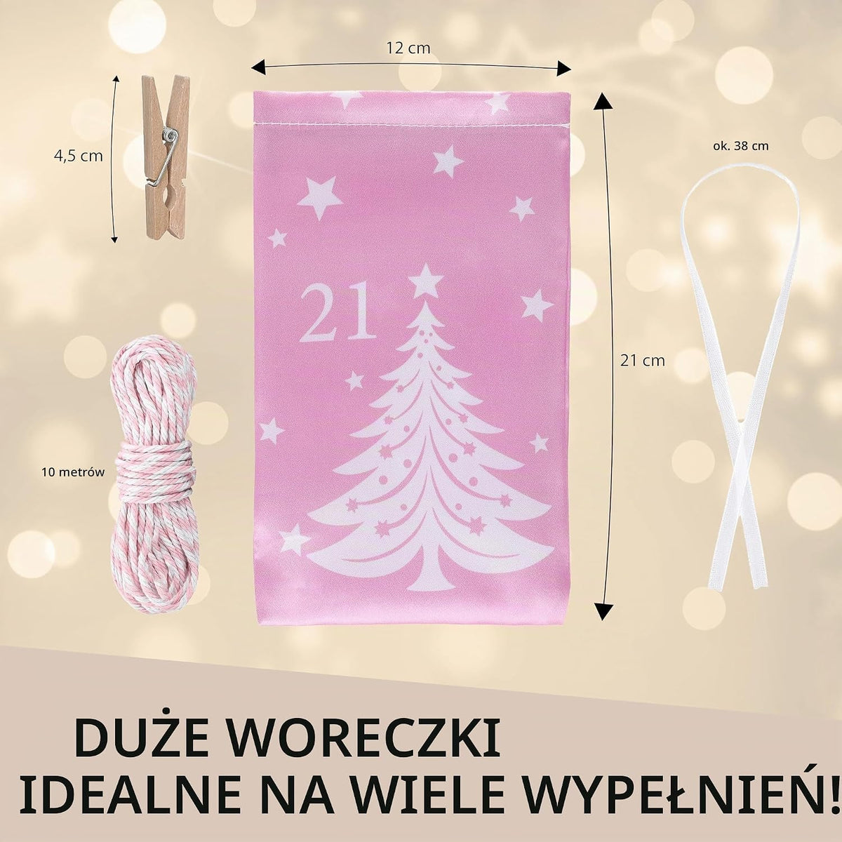 Nordstern Nordstern Kalendarz adwentowy do napełniania – woreczki materiałowe, zestaw 24 szt. jako k