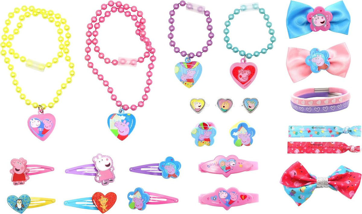 Joytoy Kalendarz adwentowy Peppa Pig z biżuterią i akcesoriami do włosów, 28 x 7 x 28 cm