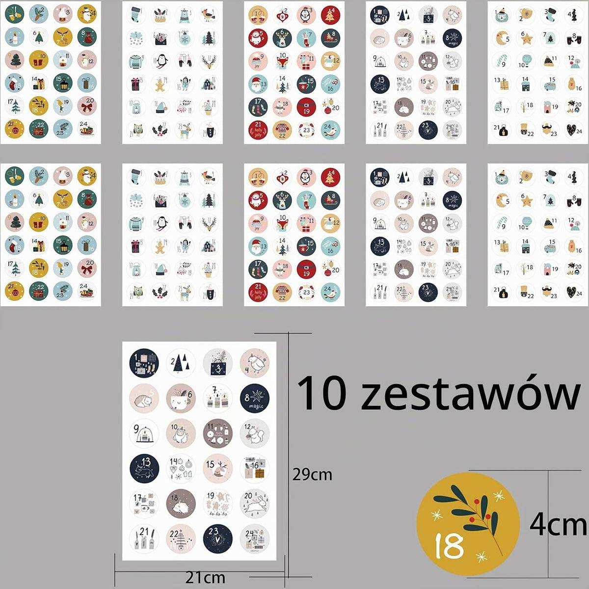 HERZWILD Naklejki na kalendarz adwentowy z liczbami