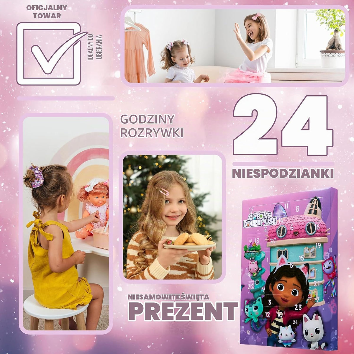 DREAMWORKS GABBY'S DOLLHOUSE Gabby's Dollhouse Kalendarz adwentowy 2024 Dziewczęce akcesoria do włosów Kalendarz odlicz