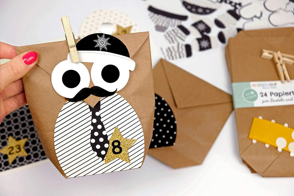 Papierdrachen Papierdrachen DIY kalendarz adwentowy do wypełnienia - Sowy Boże Narodzenie 2021 - zestaw 