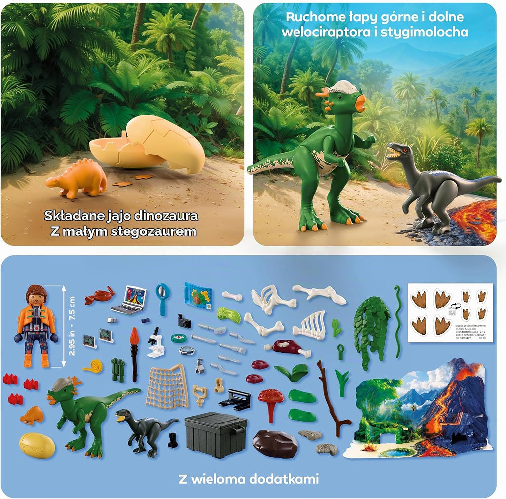 PLAYMOBIL PLAYMOBIL | Dinos | Kalendarz adwentowy: Wyprawa dinozaurów | 24-dniowa przygoda z badacze