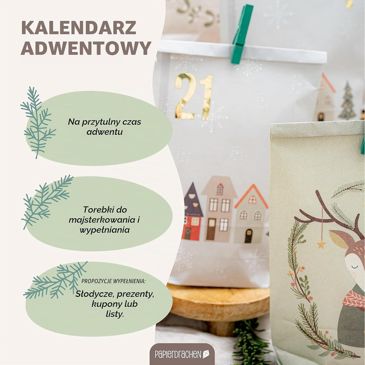 Papierdrachen Ekstrawagancki kalendarz adwentowy do wypełnienia