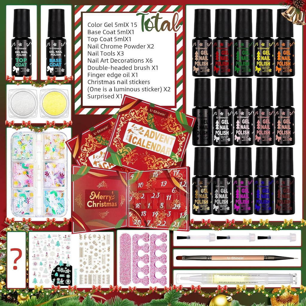 U-Shinein Nail Polish Advent Calendar 2025 24Pcs – kalendarz adwentowy