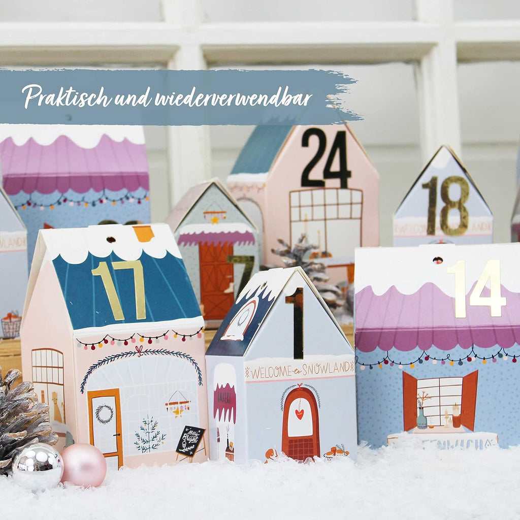 Papierdrachen DIY kalendarz adwentowy – zestaw domków