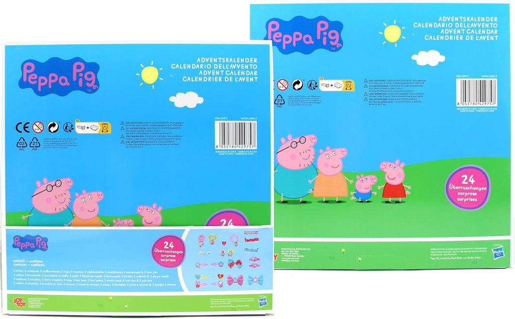 Joytoy Kalendarz adwentowy Peppa Pig z biżuterią i akcesoriami do włosów, 28 x 7 x 28 cm