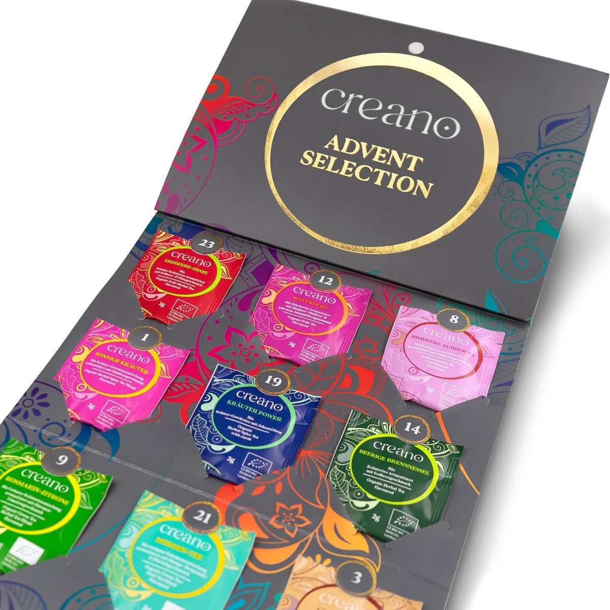 Creano Kalendarz adwentowy Creano Organic Tea – Kalendarz Wellness – Zestaw prezentowy z herbatą 