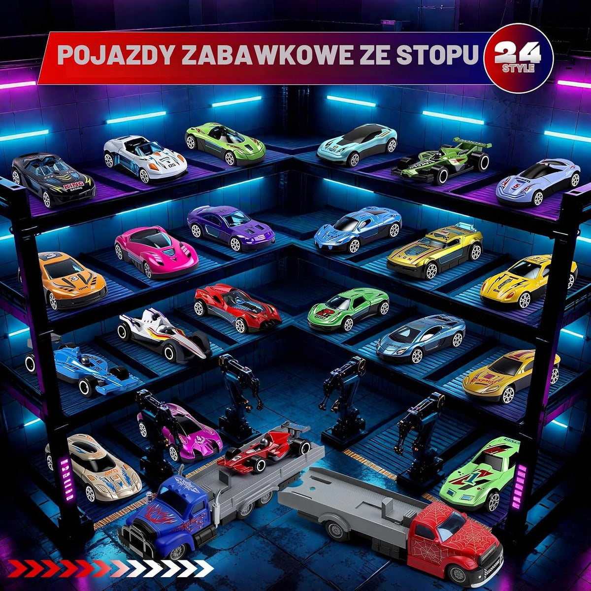 Sumsoltic Kalendarz adwentowy z 24-częściowymi pojazdami do zabawy