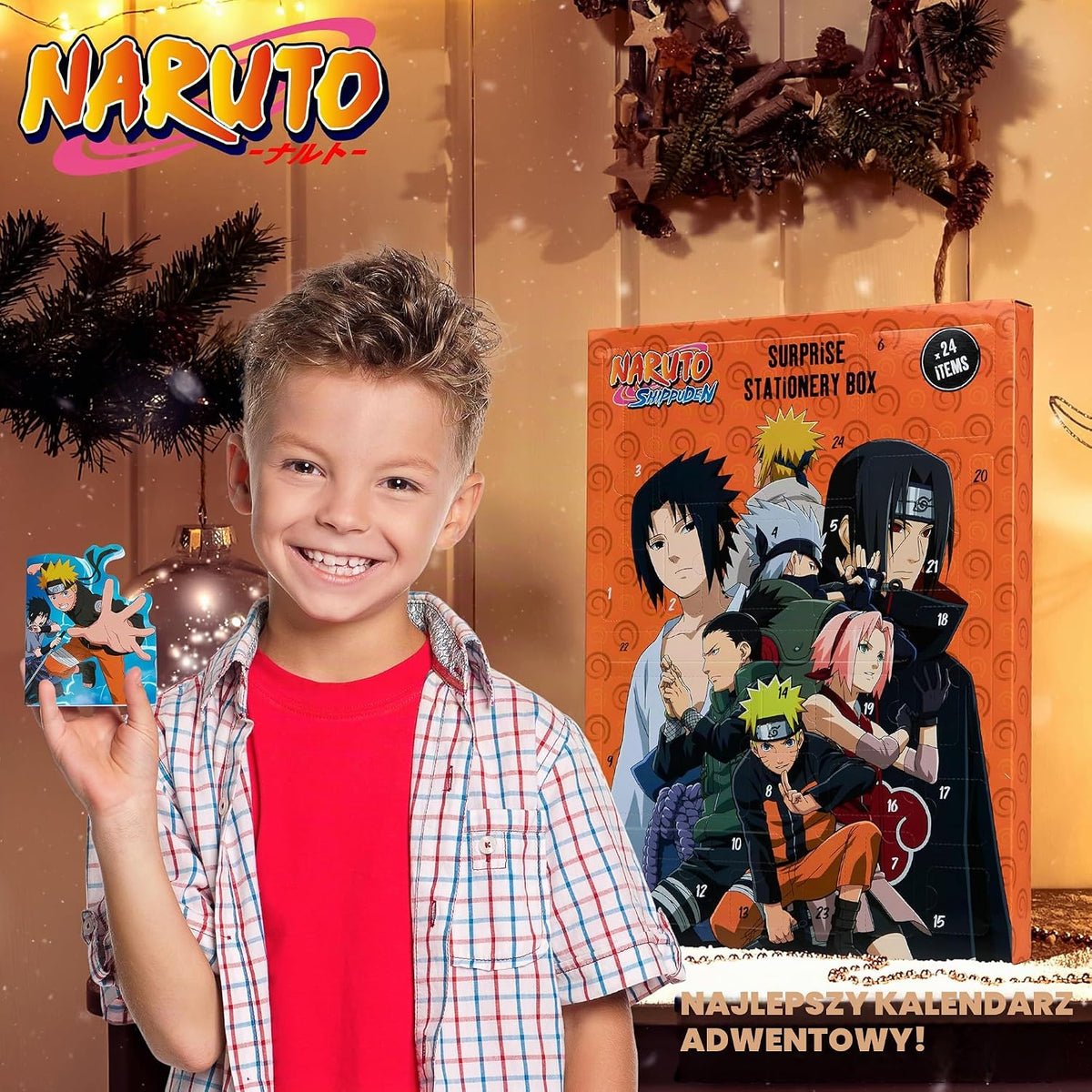 NARUTO Naruto Kalendarz adwentowy 2024 Dzieci, Anime Papeteria Odliczanie Kalendarz Prezenty dla 