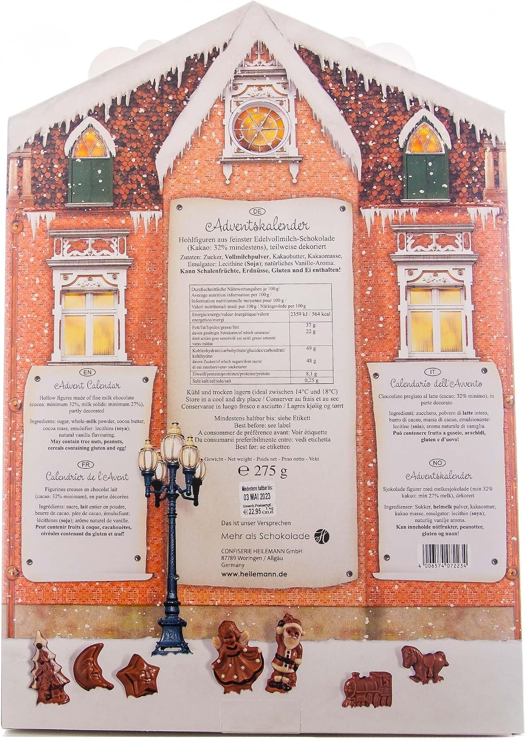 Heilemann Confiserie Heilemann kalendarz adwentowy z dachem, 275 g