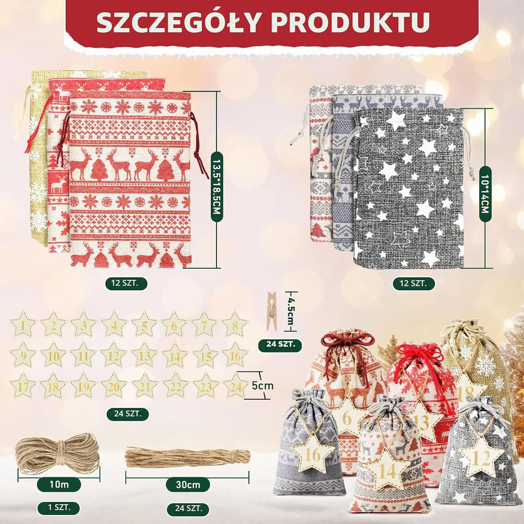 CANCJ Kalendarz adwentowy do napełniania – 24 sztuki
