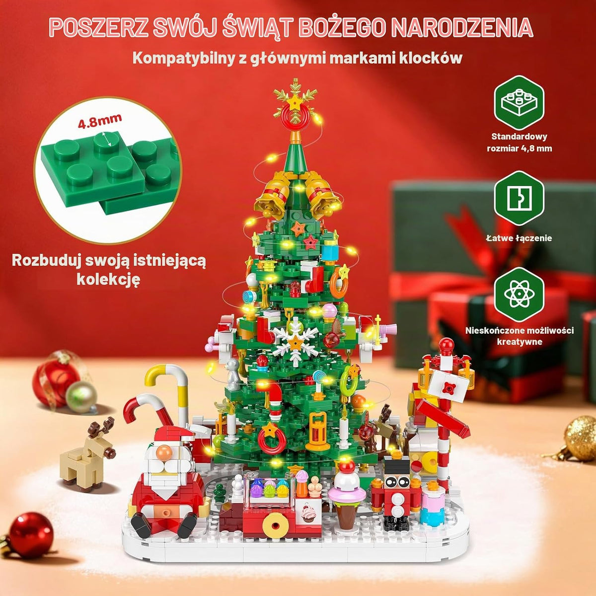 Viosmut Kalendarz adwentowy 2026 dla dzieci, 24-dniowy kalendarz bożonarodzeniowy z klockami zacis