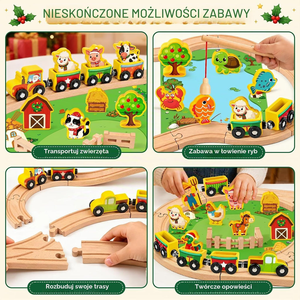 Viosmut Drewniany kalendarz adwentowy pociąg – farma i jezioro
