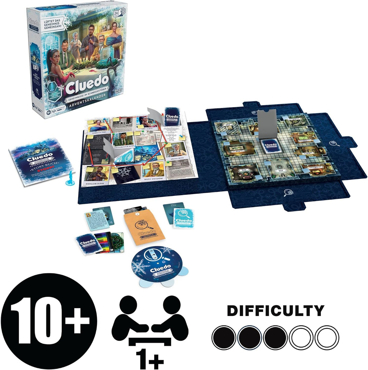 Hasbro Gaming Cluedo kalendarz adwentowy: Secrets Under Snowfall – wersja niemiecka