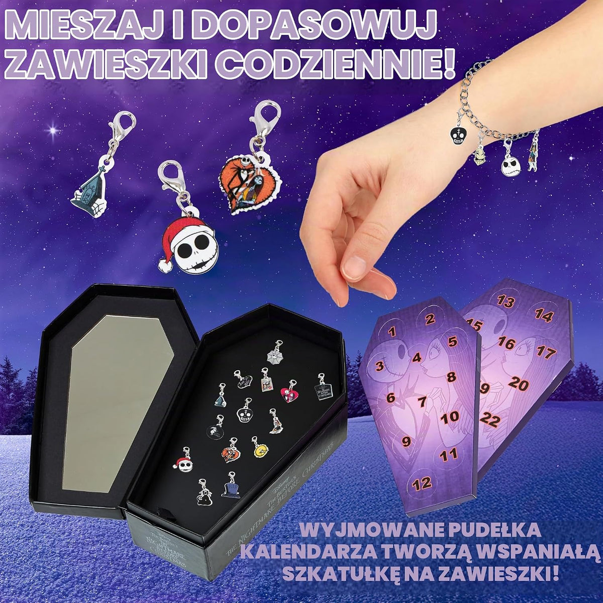 Disney Disney Stitch Kalendarz adwentowy 2024 dla dziewczynek – bransoletka z charmsami, biżuteri