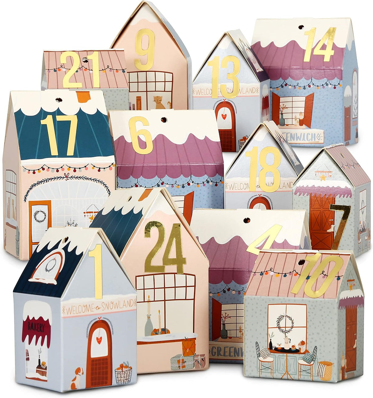 Papierdrachen DIY kalendarz adwentowy – zestaw domków