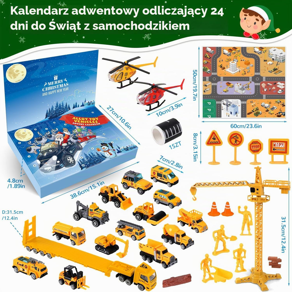 IZoeL Kalendarz Adwentowy z Samochodzikami dla Chłopców 2025