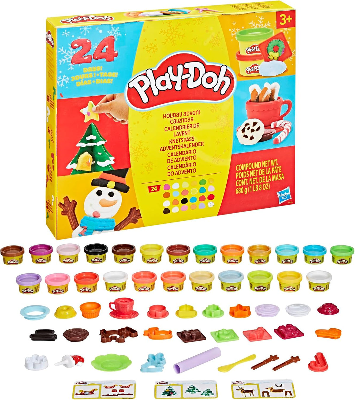 Play-Doh Kalendarz adwentowy – 24 tuby ciastoliny i 28 narzędzi