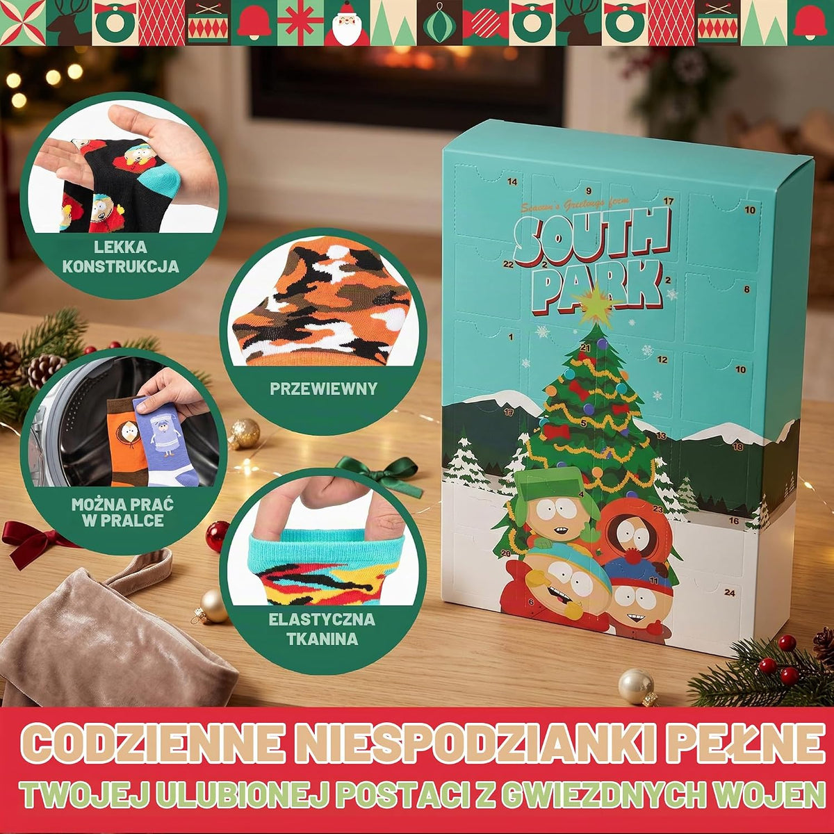 Get Trend Get Trend South Park Skarpety Kalendarz adwentowy 2026 dla mężczyzn i