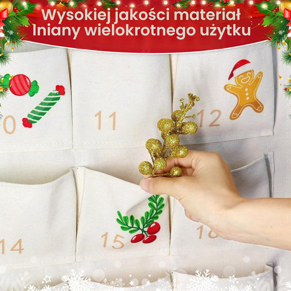 Shining She 2025 Kalendarz adwentowy do napełnienia z tkaniny