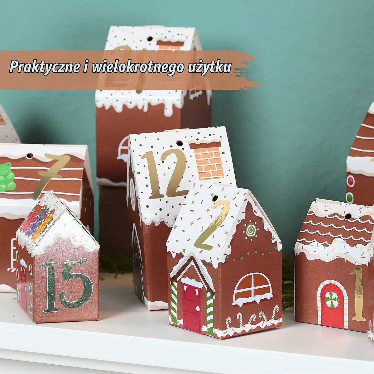Papierdrachen DIY kalendarz adwentowy – zestaw domków – zestaw