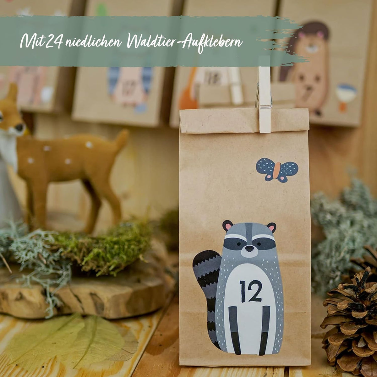 Papierdrachen DIY kalendarz adwentowy do wypełnienia – Zwierzęta