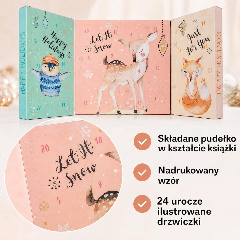 Kalendarz adwentowy Happy Holidays 2021 dla dziewczynek z 24 produktami