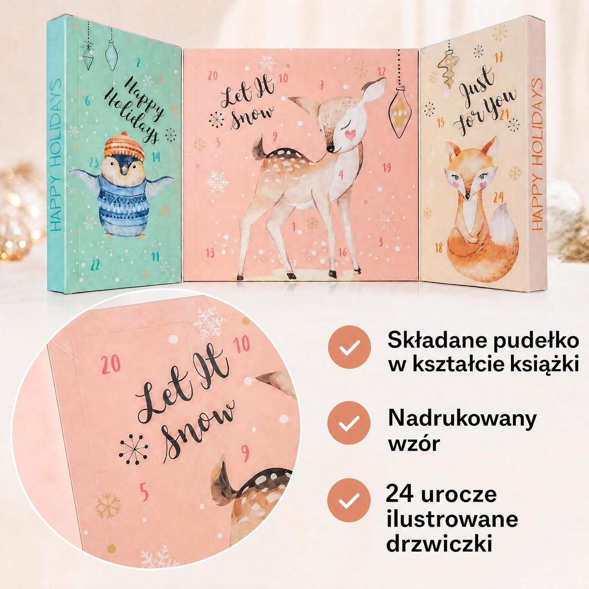 Kalendarz adwentowy Happy Holidays 2021 dla dziewczynek z 24 produktami