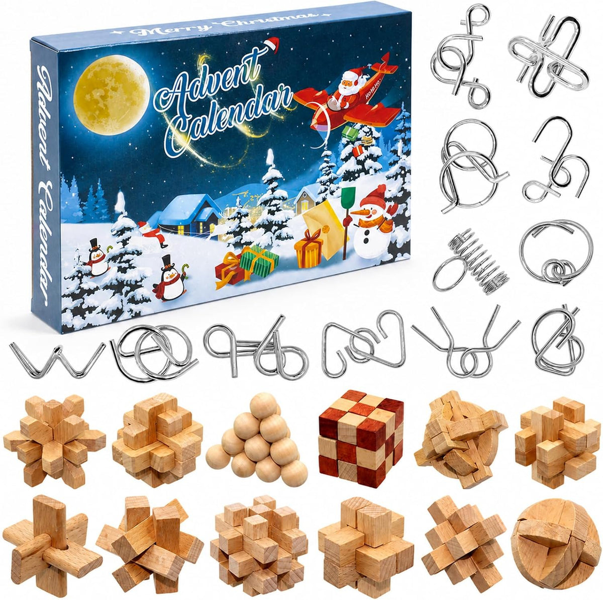 AIQII Kalendarz Adwentowy 2027 Puzzle Gry dla Dzieci i Dorosłych 24 Dni