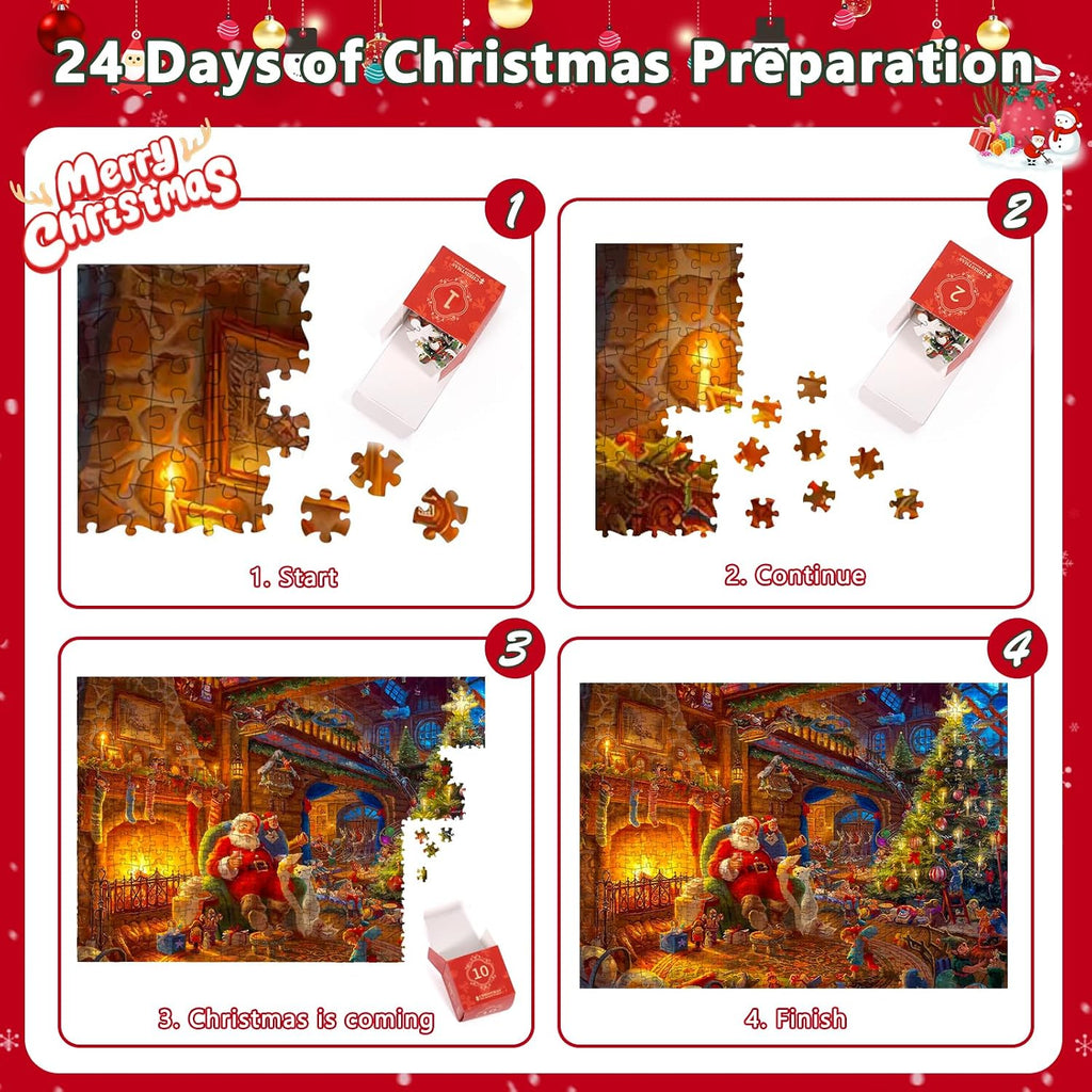 ITMNMNL Puzzle kalendarz adwentowy 2026, kalendarz adwentowy, puzzle, 24 pudełka - 1008 elementów,