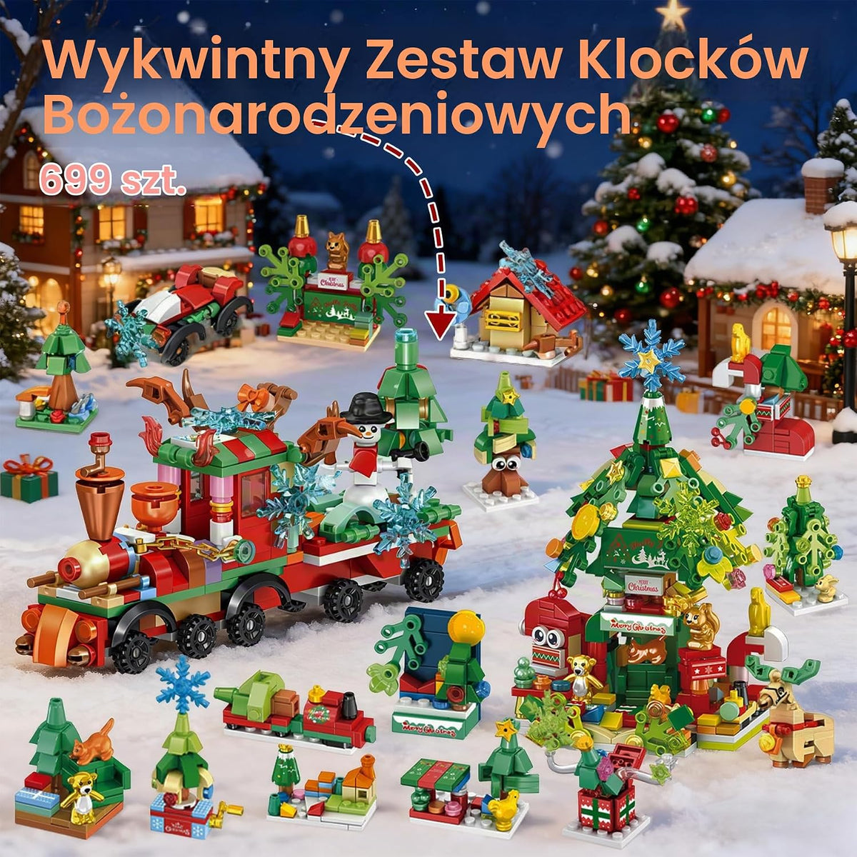 TZEKING Kalendarz adwentowy z klocków – zestaw klocków