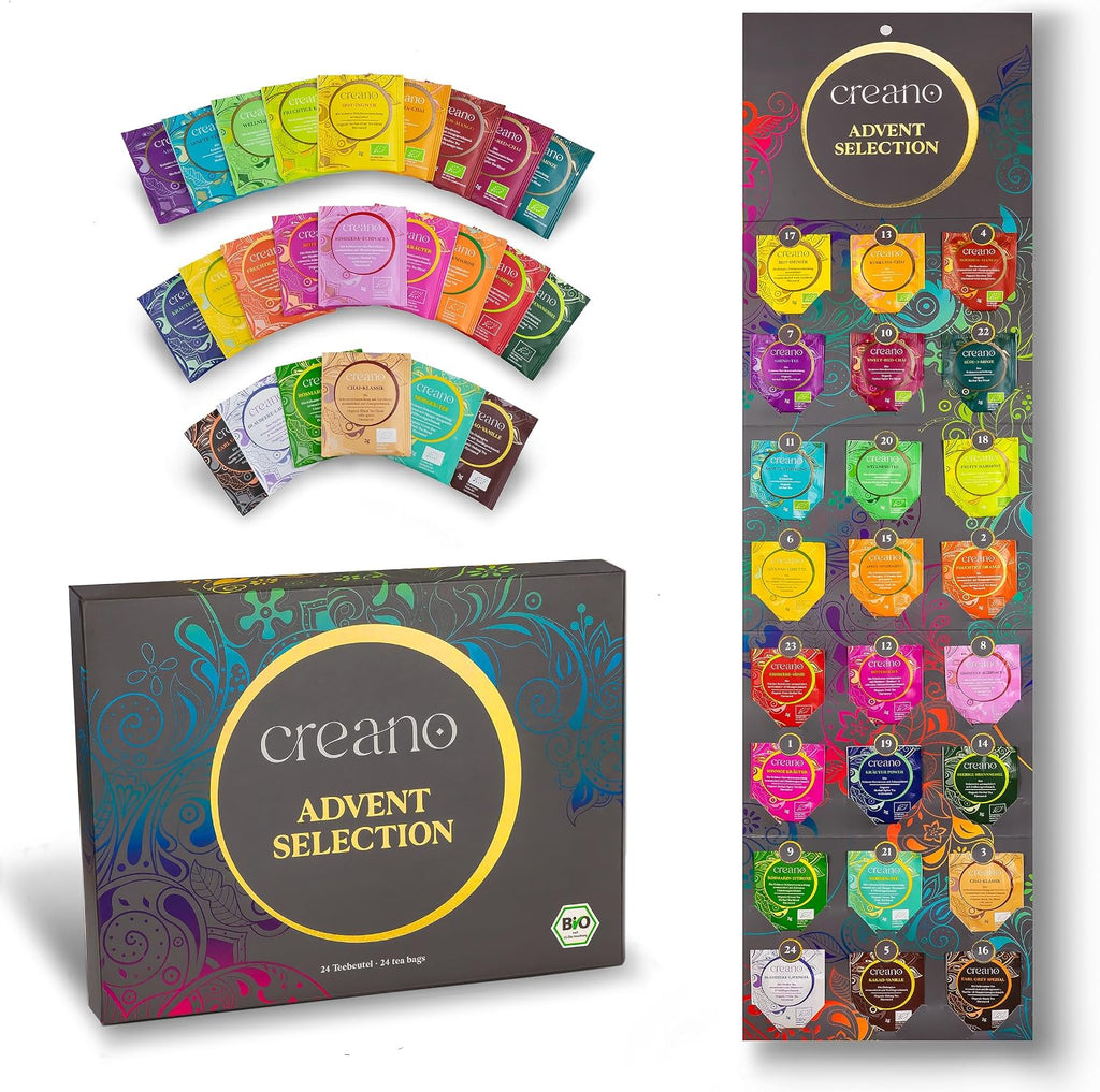 Creano Kalendarz adwentowy Creano Organic Tea – Kalendarz Wellness – Zestaw prezentowy z herbatą 