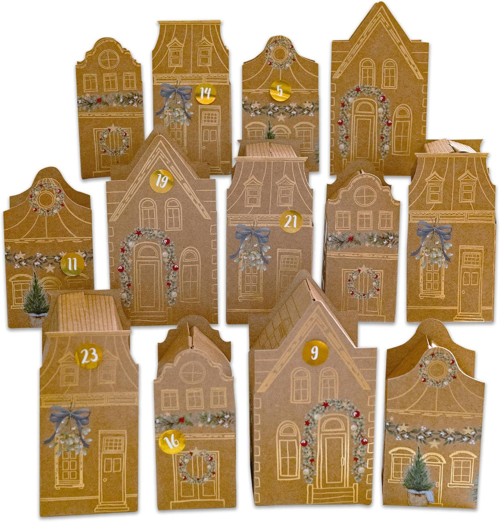 Papierdrachen Papierdrachen Kalendarz Adwentowy 2025 - Zestaw DIY z 24 domkami z papieru pakowego - skła