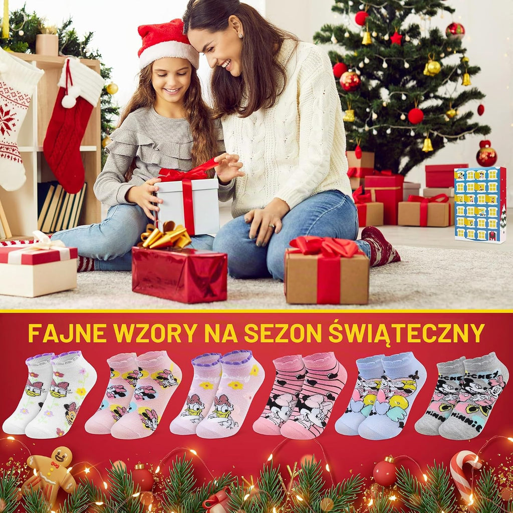 Get Trend Get Trend Disney Skarpety z Myszką Minnie, kalendarz adwentowy 2025, dla dziewcząt, rozmia