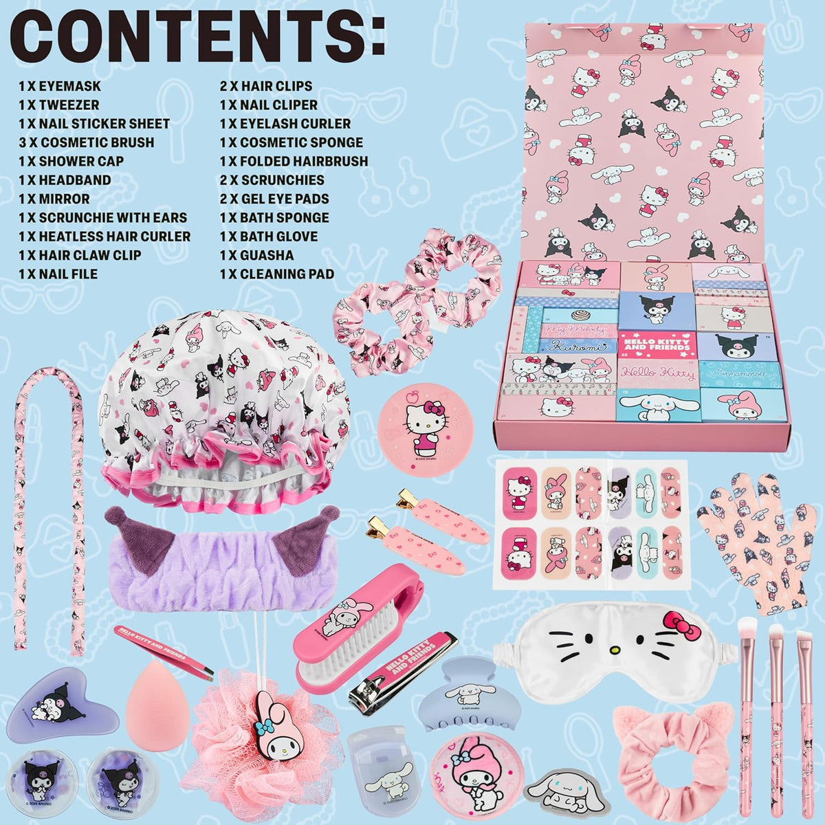 Get Trend Get Trend Hello Kitty Sanrio Kalendarz adwentowy 2025, Zestaw upominkowy dla kobiet i nast