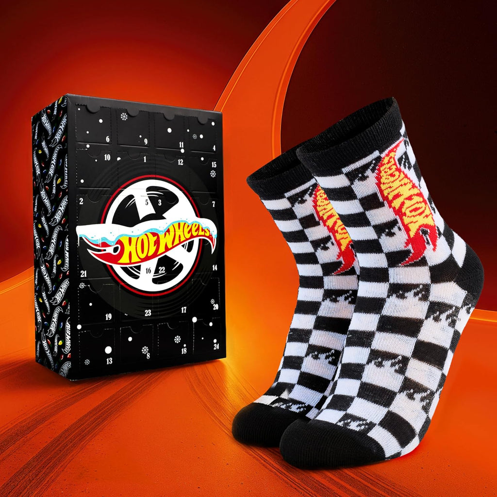 Get Trend Get Trend Kalendarz adwentowy Skarpetki Hot Wheels 2025 dla chłopców UK 9-13, 24 pary codz