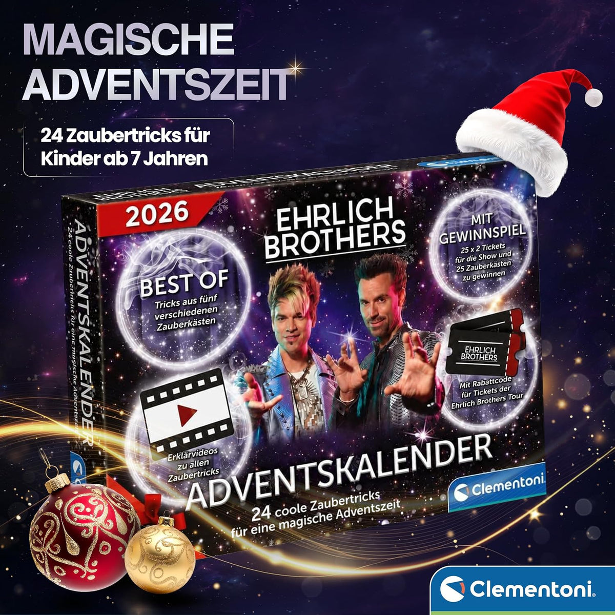 Clementoni Clementoni Ehrlich Brothers kalendarz adwentowy 2026 – kalendarz bożonarodzeniowy z 24 mag
