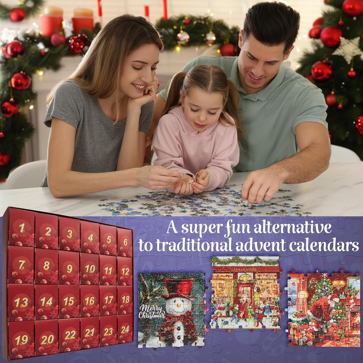 KreativeKraft Puzzle Kalendarz adwentowy 2024 Zabawny świąteczny