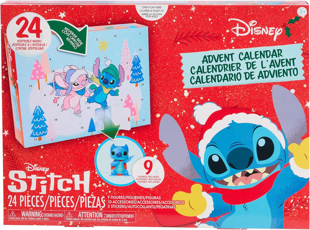 Just Play Disney Stitch Advent Calendar, 24 Day Christmas Countdown with 9 Mini Figures, Holiday Acc