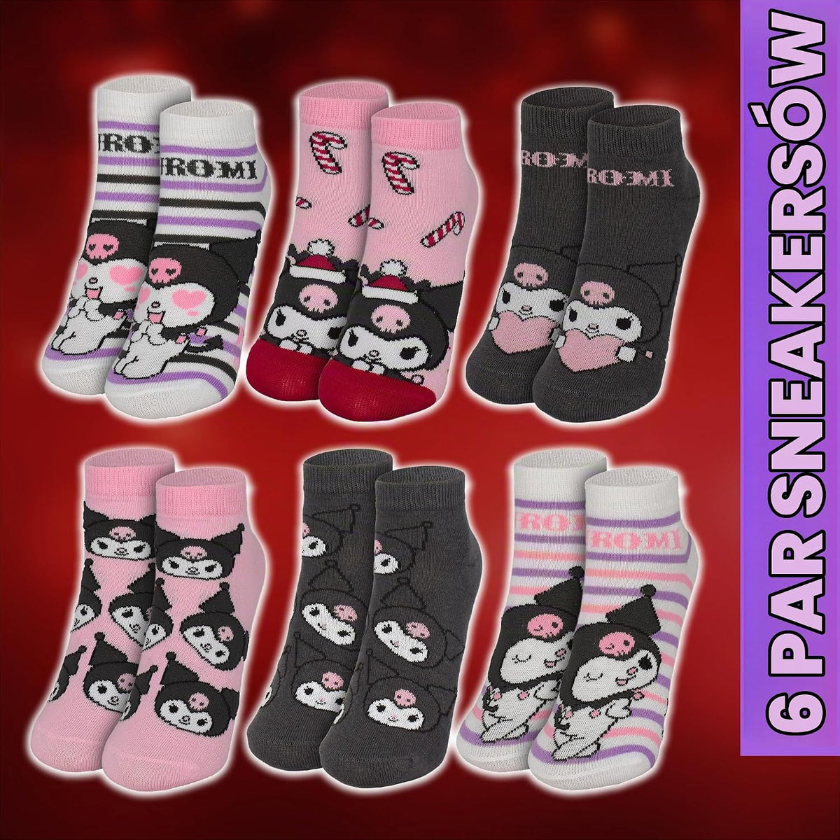 United Labels Hello Kitty Kuromi kalendarz adwentowy z 12 parami skarpet