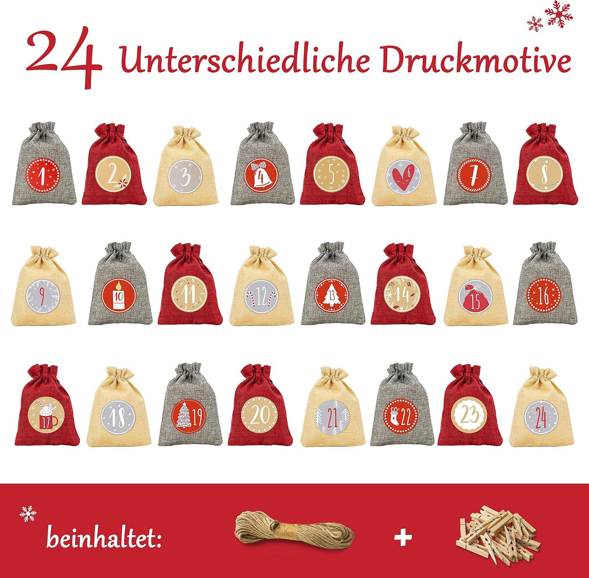 Adventi Kalendarz adwentowy do napełniania [24 sztuki]