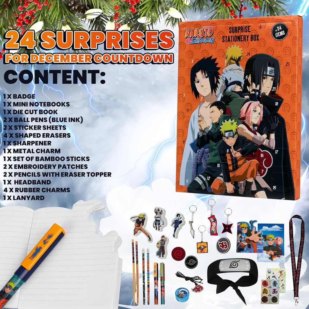 NARUTO Naruto Kalendarz adwentowy 2024 Dzieci, Anime Papeteria Odliczanie Kalendarz Prezenty dla 