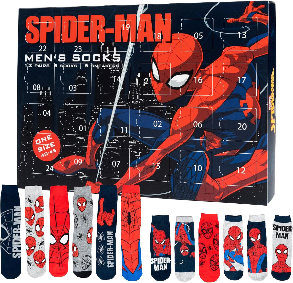 Marvel Spider-Man Kalendarz adwentowy ze skarpetkami – 12 par