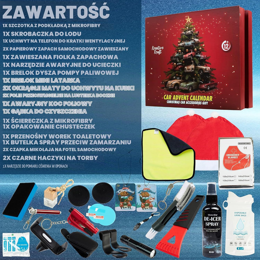 KreativeKraft KreativeKraft Akcesoria samochodowe, kalendarz adwentowy 2025, dla mężczyzn, kobiet, nasto