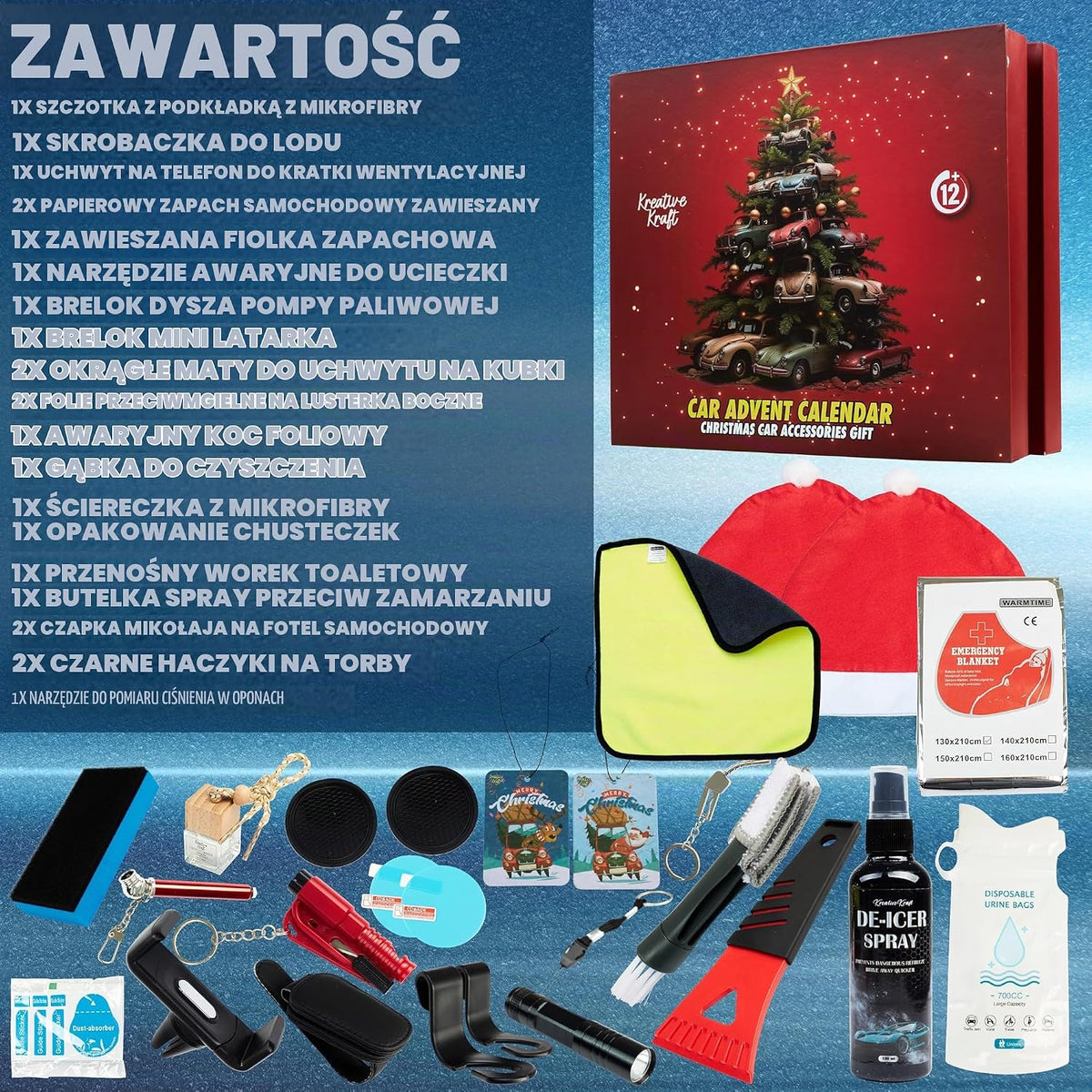 KreativeKraft KreativeKraft Akcesoria samochodowe, kalendarz adwentowy 2025, dla mężczyzn, kobiet, nasto